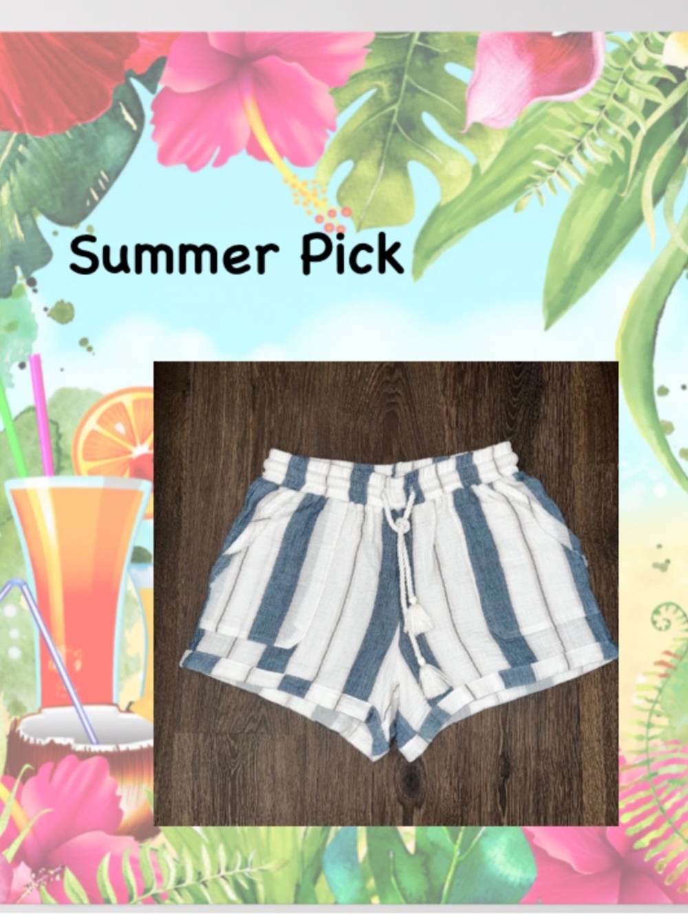 NWOT Ocean Drive Blue & White Stripe Shorts/Medium
